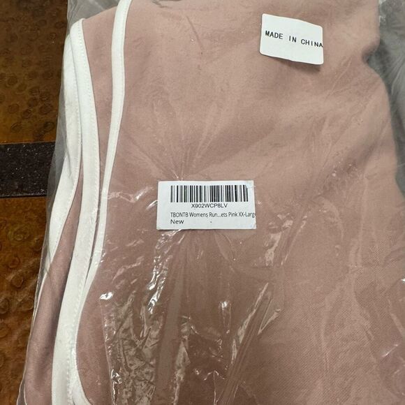 NWT (XXL) Pink Retro Athletic Shorts - Dolphin Hem, Pockets, White Trim - Picture 2 of 5